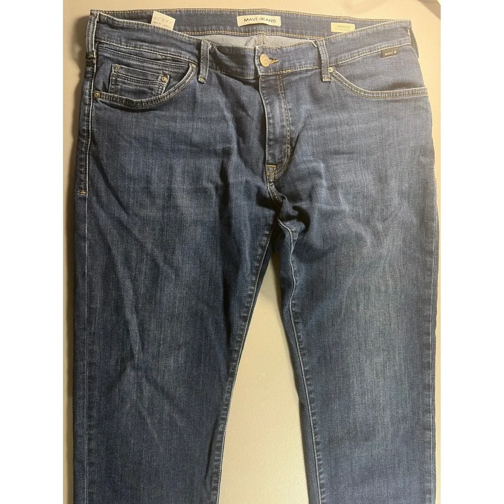 Mavi Marcus Jeans Mens 38x32 Dark Wash Blue‎ Slim Straight Leg Stretch Denim